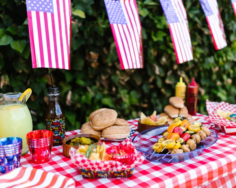 backyard party table with food